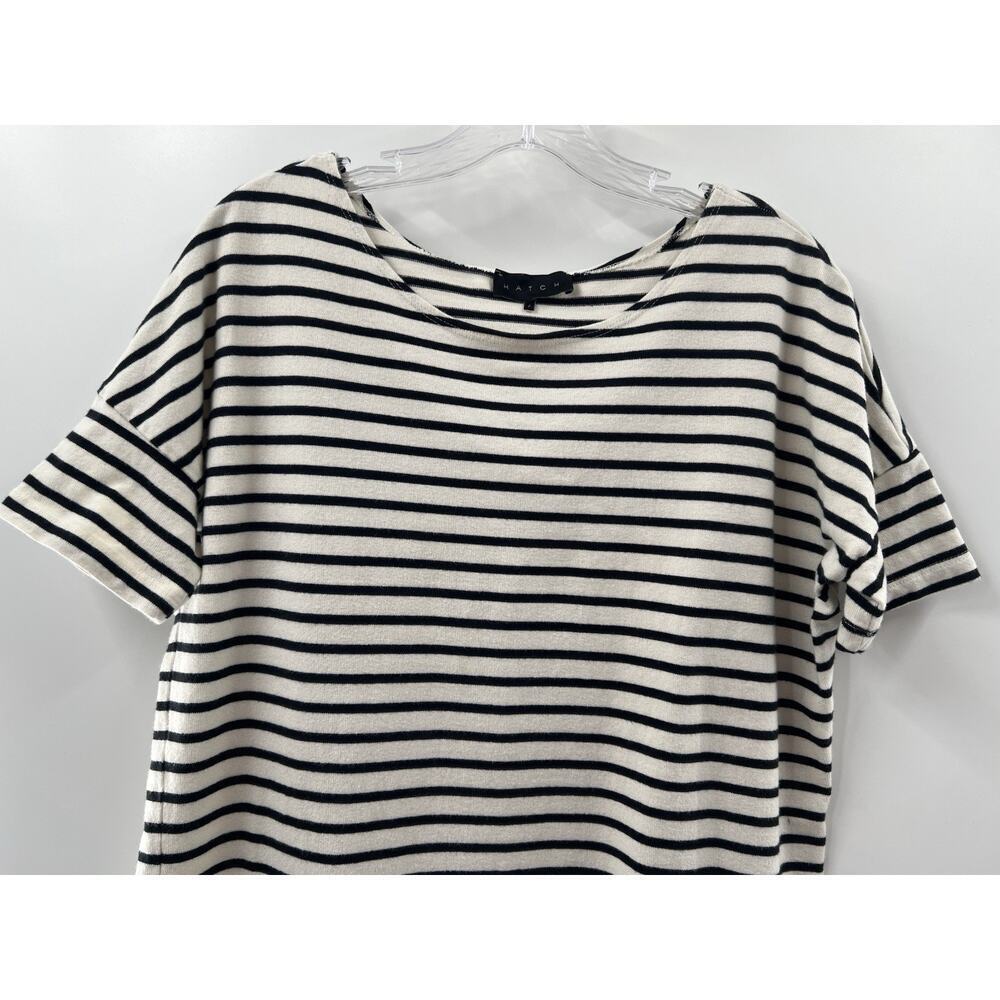 Hatch Women’s Short Sleeve T-shirt Dress Black & White Striped Size 1 Small - Picture 2 of 9
